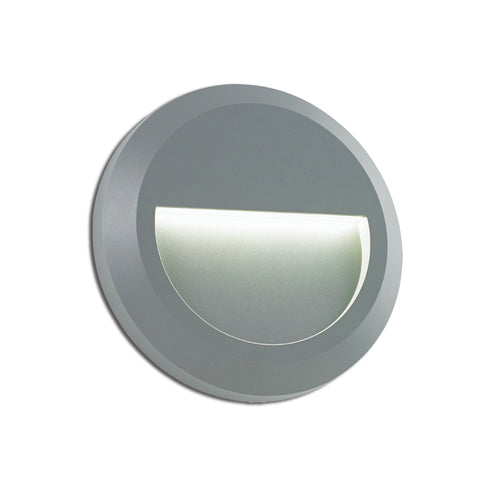 LED WALL ROUND LUMINAIRE GREY 230V AC IP65 2W 3000K 100LM RA80 SLIM02N