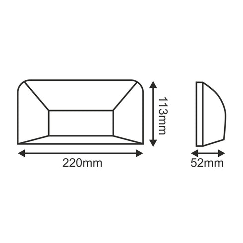 LED WALL RECTANGLE LUMINAIRE RUST 230V AC IP65 6W 3000K 350LM RA80 SLIM22R
