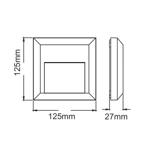 LED WALL SQUARE LUMINAIRE RUST 230V AC IP65 2W 3000K 100LM RA80 SLIM52NR
