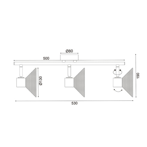 WALL FIXTURE 3X14 PALOMA BLACK METALLIC 53X13X19CM