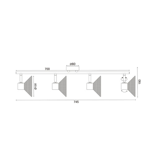 WALL-MOUNTED F/S 4XE14 PALOMA WHITE METALLIC 75X13X19CM