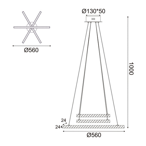 ΚΡΕΜΑΣΤΟ Φ/Σ LED 27W 3000K 2850LM CANELA ΞΥΛΟ+ΛΕΥΚΟ ΜΕΤ/ΚΟ D56XH100CM TNK299LED27P
