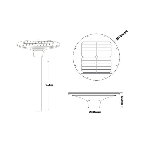 LED SOLAR URBAN LUMINAIRE 20W ΜΕ DIP-SWITCH CCT 3000K-4000K 2100LM RA80 IP65 30.000HRS TOUR20CCT