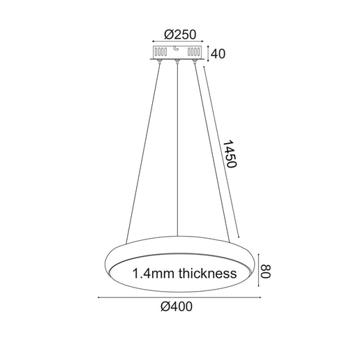 ΚΡΕΜΑΣΤΟ Φ/Σ LED 32W 2560LM 3000K ΜΑΥΡΟ ΜΕΤ/ΚΟ D40XH140CM KALLISTA V27LEDP40BK