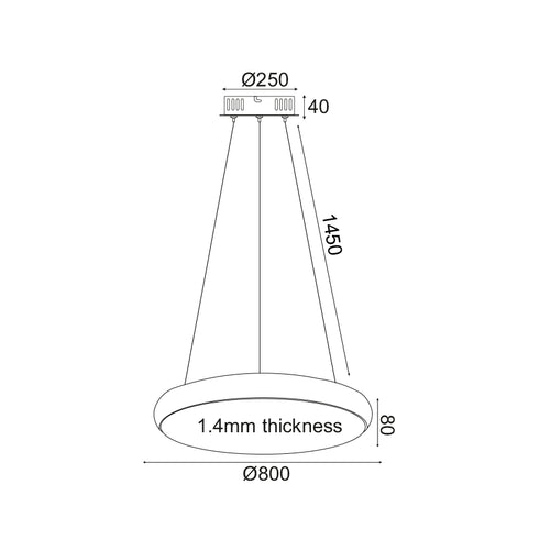 ΚΡΕΜΑΣΤΟ Φ/Σ LED 70W 5600LM 3000K ΜΑΥΡΟ ΜΕΤ/ΚΟ D80XH130CM KALLISTA V27LEDP80BK