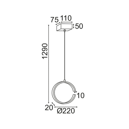 ΚΡΕΜΑΣΤΟ Φ/Σ LED 8W 3000K 750LM ΛΕΥΚΟ ΜΕΤΑΛΛΙΚΟ 22X11XH129CM EUCLID3 V28LEDP22WH