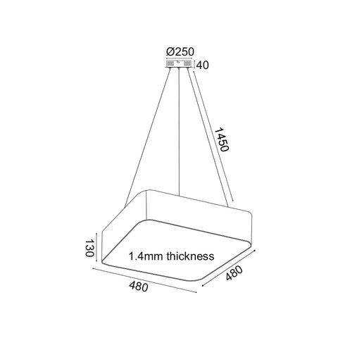 ΚΡΕΜΑΣΤΟ Φ/Σ LED 40W 3200LM 3000K ΛΕΥΚΟ ΜΕΤ/ΚΟ 48X48XH140CM EMERY V28LEDP48WH