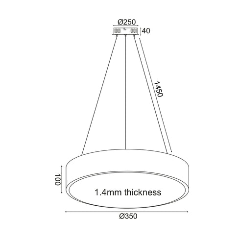 ΚΡΕΜΑΣΤΟ Φ/Σ LED 32W 2560LM 3000K ΛΕΥΚΟ ΜΕΤ/ΚΟ D35XH140CM OPTIMUS V29LEDP35WH