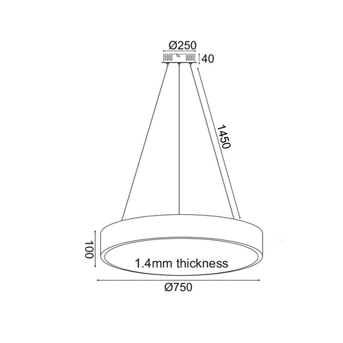 ΚΡΕΜΑΣΤΟ Φ/Σ LED 60W 4800LM 3000K ΛΕΥΚΟ ΜΕΤ/ΚΟ D75XH130CM OPTIMUS V29LEDP75WH