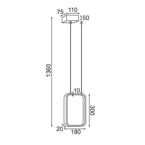 ΚΡΕΜΑΣΤΟ Φ/Σ LED 11W 3000K 1044LM ΜΑΥΡΟ ΜΕΤΑΛΛΙΚΟ 18X11XH136CM SYMETRIA V30LEDP18BK