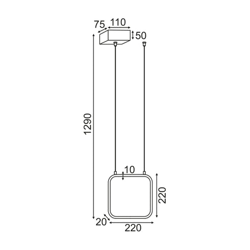 ΚΡΕΜΑΣΤΟ Φ/Σ LED 9W 3000K 870LM ΜΑΥΡΟ ΜΕΤΑΛΛΙΚΟ 22X11XH129CM SYMETRIA V30LEDP22BK