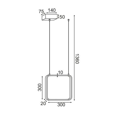 ΚΡΕΜΑΣΤΟ Φ/Σ LED 14W 3000K 1330LM ΜΑΥΡΟ ΜΕΤΑΛΛΙΚΟ 30X14XH136CM SYMETRIA V30LEDP30BK