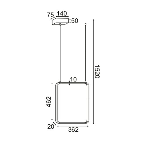 ΚΡΕΜΑΣΤΟ Φ/Σ LED 19W 3000K 1820LM ΜΑΥΡΟ ΜΕΤΑΛΛΙΚΟ 36X14XH1520CM SYMETRIA V30LEDP36BK