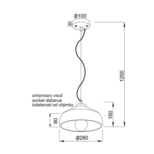ΚΡΕΜΑΣΤΟ ΦΩΤΙΣΤΙΚΟ 1ΧΕ27 ΤΣΙΜΕΝΤΟ Φ28xH16cm ELVIS V351581P