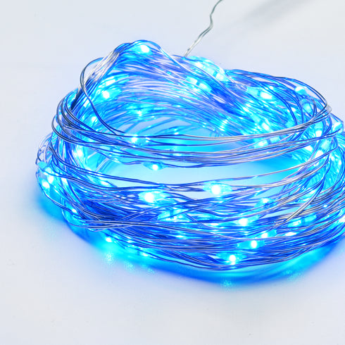 100 LED ΛΑΜΠΑΚ ΣΕΙΡΑ ΜΠΛΕ ΑΣΗΜΙ ΚΑΛΩΔ ΧΑΛΚΟΥ & ΑΝΤΑΠΤ.(3,5VDC) & 8ΠΡΟΓΡΑΜ. IP44 10m+3m, 600mA X01100612