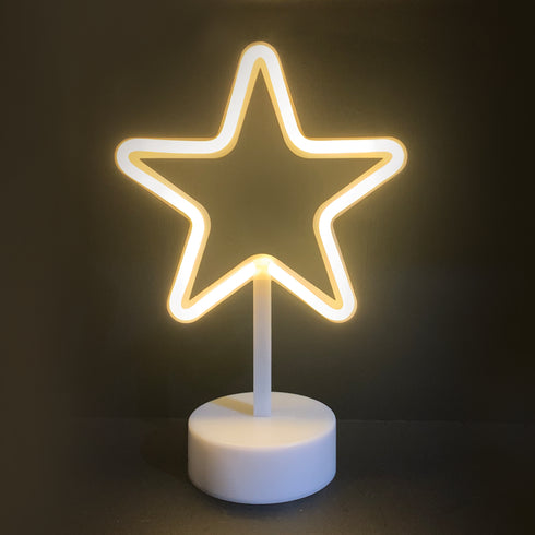 "STAR, 39 NEON LED LIGHTS WITH BATTERIES (3xAA)/USB, WARM WHITE, IP20, 19x10x28.5cm"