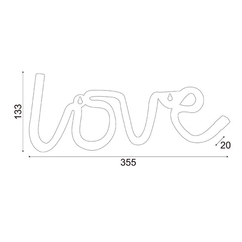 LOVE, 118 NEON LED ΛΑΜΠΑΚΙΑ ΜΕ ΜΠΑΤΑΡΙΑ (3xAA)/USB, WW, IP20, 35.5x2x13cm X041181322