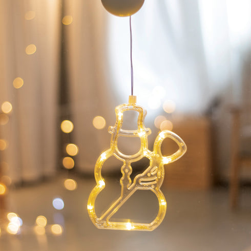 "WINDOW PLASTIC SNOWMAN" 10 LED ΛΑΜΠΑΚΙΑ WW ΜΠΑΤ. (3ΧΑΑΑ) IP20 13X20.5CM X04151104