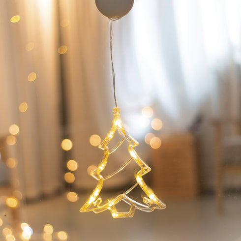 "WINDOW PLASTIC CHRISTMAS TREE" 10 LED ΛΑΜΠΑΚΙΑ WW ΜΠΑΤ. (3ΧΑΑΑ) IP20 9X16CM X04151106