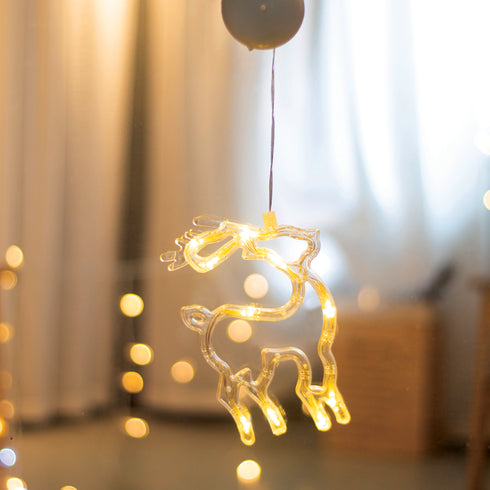 "WINDOW PLASTIC DEER" 10 LED ΛΑΜΠΑΚΙΑ WW ΜΠΑΤ. (3ΧΑΑΑ) IP20 13X19CM X04151109
