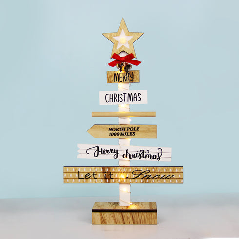 "WOODEN CHRISTMAS TREE" 10 MINI LED WW Λ/ΚΙΑ ΜΠ/ΡΙΕΣ (2AA) IP20 22.5X5X38CM X05121120