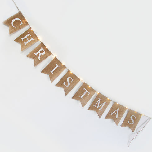 "HESSIAN X-MAS FLAG ", 15 MINI LED WW Λ/ΚΙΑ ΑΣΗΜΙ ΧΑΛK. ΜΠ/ΡΙΕΣ (3xAA), IP20, 150+30cm, ΔΙΑΦ. ΚΑΛ. X05151117
