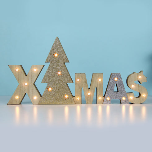 "WOODEN X-MAS" 21 LED WW Λ/ΚΙΑ ΜΠ/ΡΙΕΣ (2AAΑ) IP20 37.5X2.5X18CM X05211102