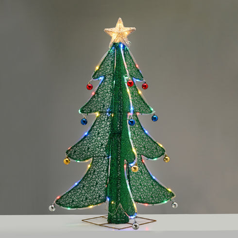 3D TINSEL FOLDABLE TREE WITH STAR 52 LED ΠΟΛΥΧΡΩΜΑ&ΘΕΡΜΟ ΑΣΤΕΡΙ 40*40*93cm IP44 5m ΚΑΛ^ X05481533