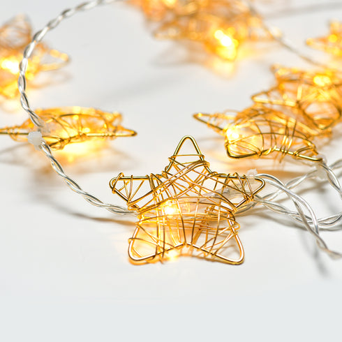"METAL STARS" 10LED ΛΑΜΠΑΚ ΣΕΙΡΑ ΜΠΑΤΑΡ.(3xAA)ΘΕΡΜΟ ΛΕΥΚΟ ΧΡΥΣΟ ΜΕΤΑΛΛΟ IP20 135+30cm ΔΙΑΦΑΝ ΚΑΛΩ X061011206A