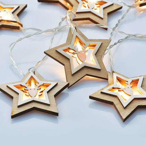 "WOODEN STAR REINDEER HEAD", 10 LED ΣΕΙΡΑ ΜΠΑΤ. (3xAA), WW,IP20, 135+30cm, ΔΙΑΦ. ΚΑΛ. ΤΡΟΦ. X061011207