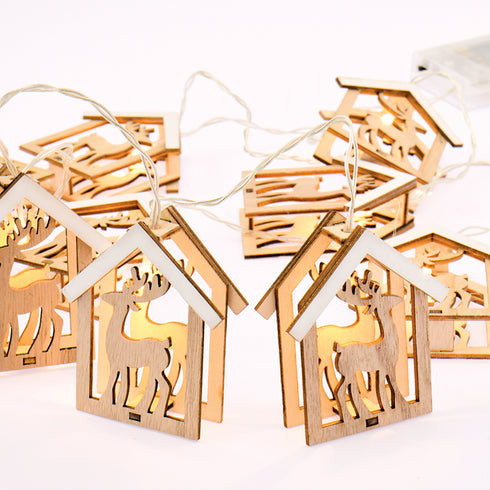 "WOODEN HOUSE REINDEER HEAD", 10 LED ΛΑΜΠ. ΣΕΙΡΑ ΜΠΑΤ.(3xAA), WW,IP20, 135+30cm, ΔΙΑΦ. ΚΑΛ. ΤΡΟΦ. X061011208