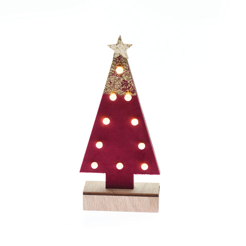 "WOODEN RED TREE GOLD GLITTER STAR", 10 MINI LED ΛΑΜΠ. ΜΠΑΤ. (2xAA) WW IP20 12.5X4.5X27CM X061011209
