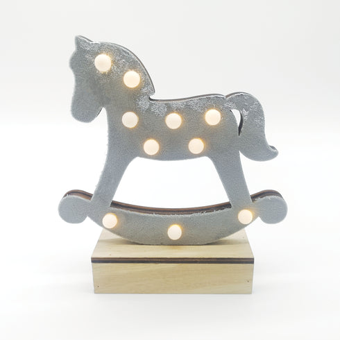"WOODEN GREY HORSE", 10 MINI LED ΛΑΜΠ. ΜΠΑΤ. (2xAA), WW,IP20, 17X4.5X16CM X061011239