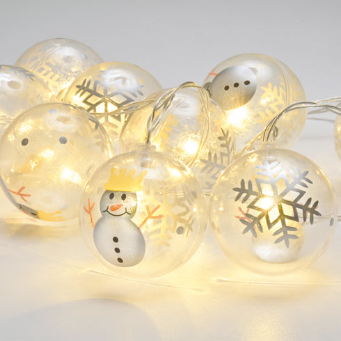 "PLASTIC BALL SNOWMAN", 10 LED ΛΑΜΠΑΚΙΑ ΣΕΙΡΑ ΜΠΑΤΑΡ (3xAA), WW, IP20, 135+30cm, ΔΙΑΦ. ΚΑΛ. ΤΡΟΦ. X061011247
