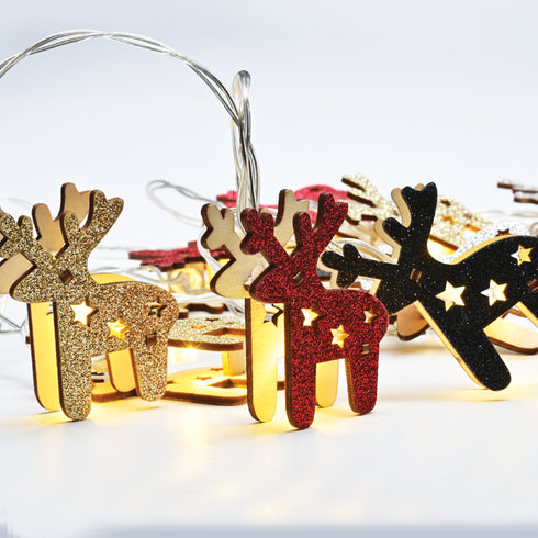 "WOODEN DEER RED-BLACK-GOLD-SILVER" 10LED ΛΑΜΠΑΚ ΣΕΙΡ ΜΠΑΤ(3xAA)WW, IP20, 135+30cm, ΔΙΑΦ ΚΑΛ ΤΡΟΦ X061011248