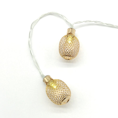 "METAL PINAPPLE" 10LED ΛΑΜΠΑΚ ΣΕΙΡΑ ΜΠΑΤΑΡ.(3xAA)ΘΕΡΜΟ ΛΕΥΚΟ ΧΡΥΣΟ ΜΕΤΑΛΛΟ IP20 135+30cm ΔΙΑΦΑΝ Κ X061011256
