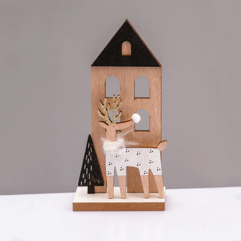 WOODEN DEER WITH TREE & DEER ΔΙΑΚΟΣΜΗΤΙΚΟ ΜΟΤΙΦ 19x5x9cm^ X061965