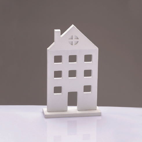 WOODEN DECORATIVE WHITE HOUSE WITH BASE ΔΙΑΚΟΣΜΗΤΙΚΟ ΜΟΤΙΦ 14*5*23cm^ X062372