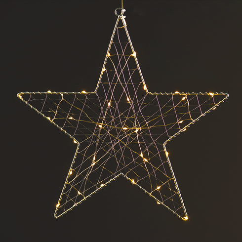 "1D Copper Wire Metal Motifs" ΑΣΤΕΡΙ 40 ΜINI LED ΛΑΜΠΑΚ ΜΕ ΚΑΛΩΔΧΑΛΚΟΥ & ΑΝΤΑΠΤΡΟΡΑ(3V DC)ΘΕΡΜΟ X063014202