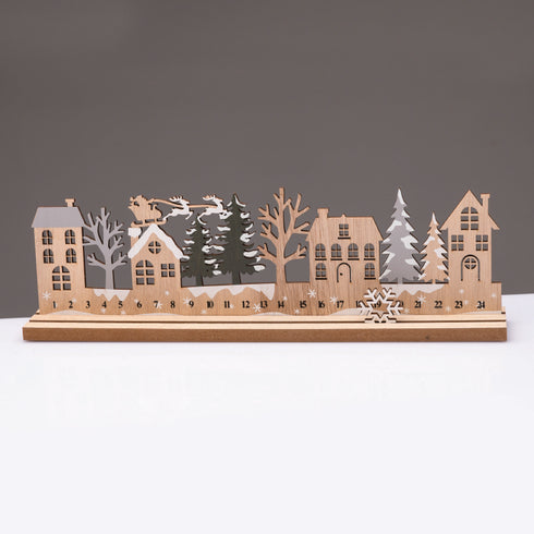 WOODEN XMAS COUNTDOWN WITH TREES ΔΙΑΚΟΣΜΗΤΙΚΟ ΜΟΤΙΦ 33x5x10cm^ X063362