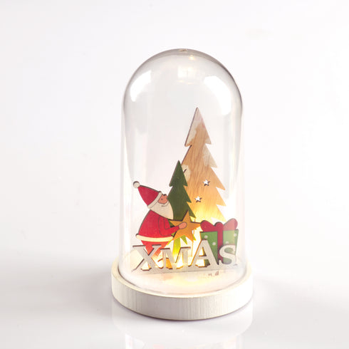 "SANTA, PLASTIC SNOWY COVER BALL" 5 MINI LED ΛΑΜΠ. ΜΠΑΤ. (2xAAA), WW,IP20, D11X19CM X06511216