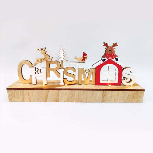 "WOODEN TABLE XMAS", 6 LED ΛΑΜΠ. ΜΠΑΤ. (2xAA), WW,IP20, 30X6X13CM X06611244