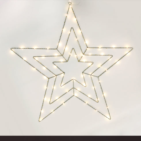"THREE STARS"70 ΜΙΝΙ LED ΛΑΜΠ, WW, ΑΣΗΜΙ ΚΑΛΩΔ ΧΑΛΚΟ, ΑΝΤΑΠΤ(3.5VDC),IP44 65.5X65.5CM&3MΔΙΑΦ.ΚΑΛ. X067014225