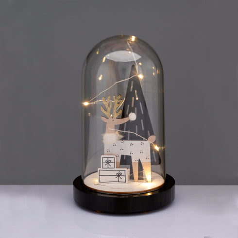WOODEN DEER WITH PLASTIC COVER(XMAS TREE) 8MINI LED ΔΙΑΚ ΘΕΡΜ ΛΑΜΠ ΜΠΑΤ 2ΧΑΑΑ(ΣΥΜΠΕΡΙΛ)ΔΙΑΜ11*19cm X06811264
