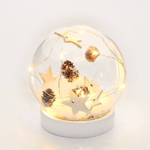 "GLASS SNOW BALL STARS", 10 MINI WW LED ΛΑΜΠ. ΜΠΑΤ. (2XAAA) IP20 Φ12CM X07101132
