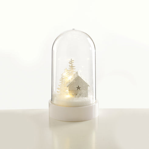 "PLASTIC COVER BALL WHITE HOUSE", 10 MINI WW LED ΛΑΜΠ. ΜΠΑΤ. (3XAA) IP20 Φ11X19CM X07101134