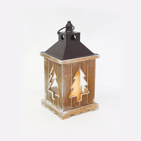 "WOODEN & METAL LANTERN" ΛΕΥΚΟ ΚΕΡΙ, 1 LED ΛΑΜΠ. ΜΠΑΤ. (3xAAA), WW,IP44, Φ14Χ31CM X0711109
