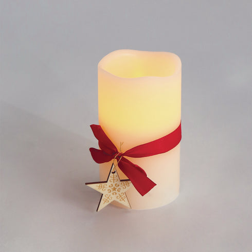 "RED RIBBON WAX CANDLE", 1 LED ΛΑΜΠ. ΜΠΑΤ. (2xAA), WW,IP20, φ7.5x12.5cm X0711117