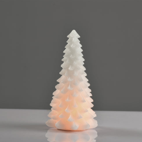 "WHITE XMAS TREE WAX CANDLE", 1 LED ΛΑΜΠ. ΜΠΑΤ. (3xAAA), WW,IP20, φ13.5X23.5cm X0711119