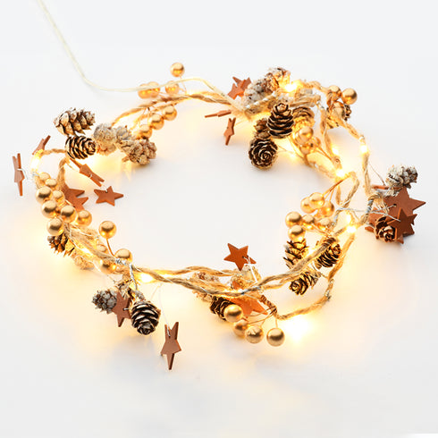 "BROWN XMAS GARLAND",20 ΜΙΝΙ LED ΛΑΜΠ.WW ΜΠΑΤ.(2XAA) ΑΣΗΜΙ ΚΑΛ ΧΑΛΚΟΥ IP20 180+30CM ΔΙΑΦ ΚΑΛ ΤΡΟΦ X07201147